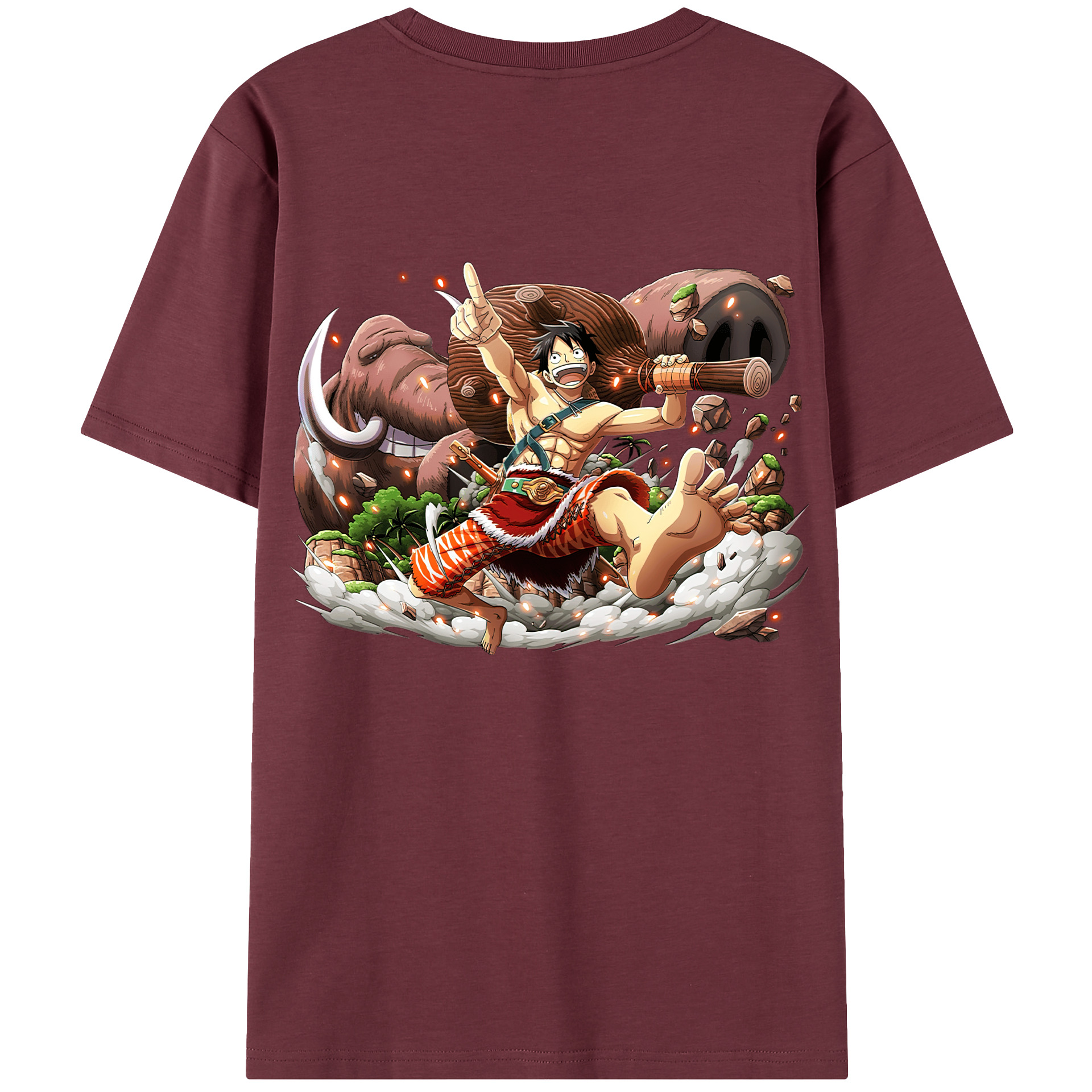 ワンピース モンキー・D・ルフィ ONE PIECE Monkey D. Luffy 綿100％半袖Tシャツ（背面プリント）